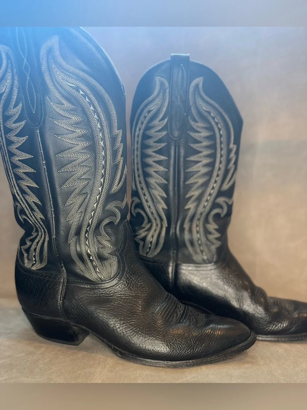 Larry Mahan El Paso Black Leather Cowboy Boots Men’s 10.5 D Western USA Made